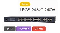 Управляемый коммутатор LPGS-2424C-240W с 24 гигабитными портами и 4 SFP слотами