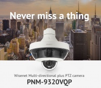 Мультисенсорная IP камера Wisenet PNM-9320VQP с четырьмя фиксированными видеомодулями и одним поворотным Мультисенсорная IP камера Wisenet PNM-9320VQP с четырьмя фиксированными видеомодулями и одним поворотным