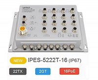 Новый промышленный коммутатор Lantech IPES-5222T-16 с 24 портами, пропускной способностью 8,4 Гбит/с, 16 PoE-инжекторами и IP67 Пыле-/влагозащищенный коммутатор IPES-5222T-16 для промышленных объектов